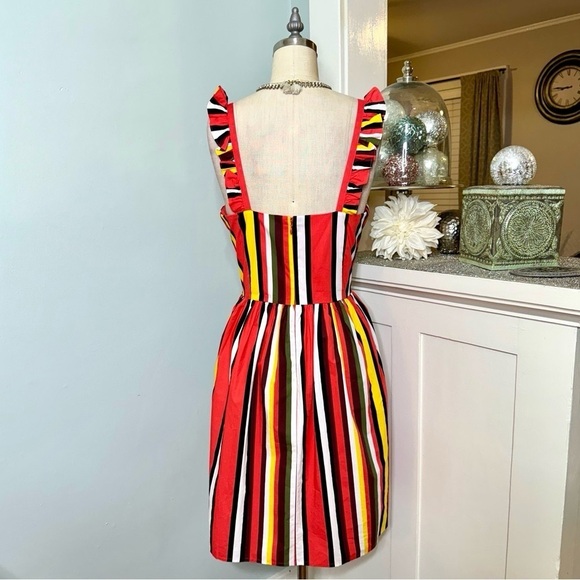 Gianni Bini Kristin Poplin Stripe Dress Fit and Flare Colorful Ruffled Sundress - Picture 7 of 13